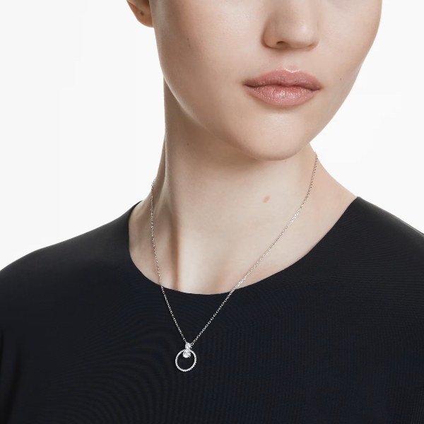 Подвеска, Круглая огранка, Белый, Родиевое покрытие Constella Swarovski 5