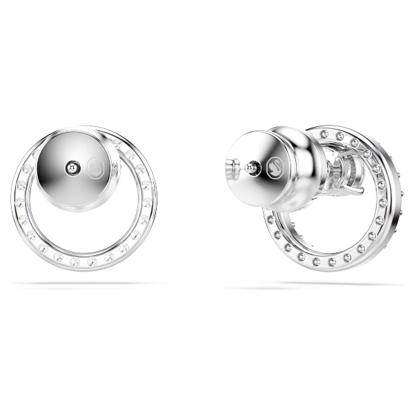 Пуссеты, Круглая огранка, Белые, Родиевое покрытие Constella Swarovski 4