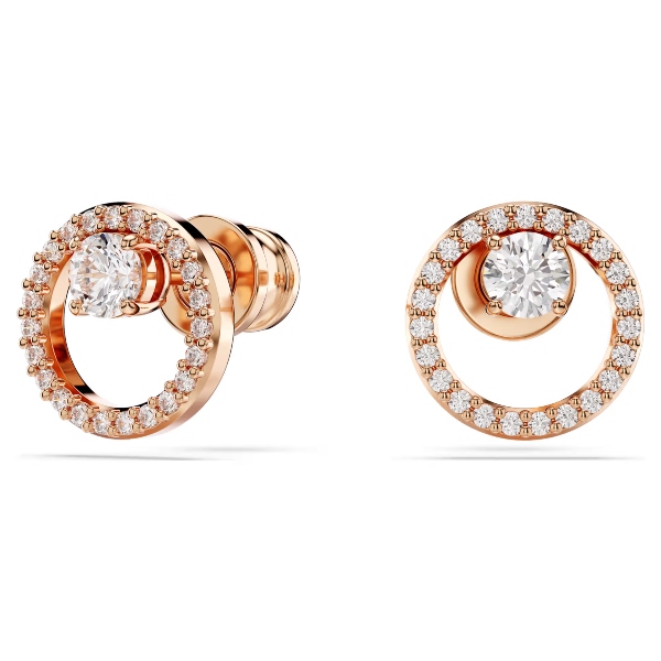 Пуссеты, Круглая огранка, Белые, Покрытие оттенка розового золота Constella Swarovski 2