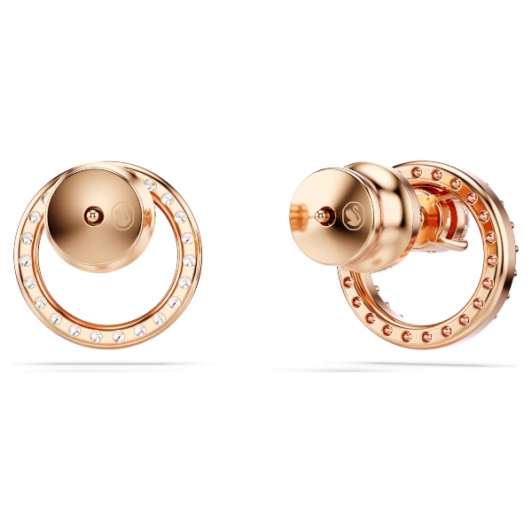 Пуссеты, Круглая огранка, Белые, Покрытие оттенка розового золота Constella Swarovski 4