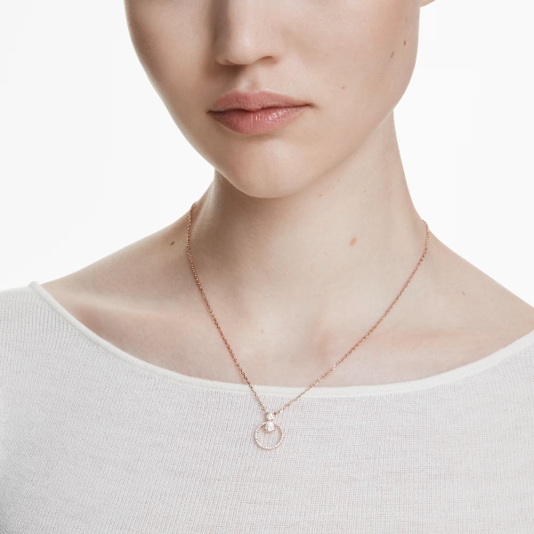 Подвеска, Паве, Круглая огранка, Белый, Покрытие оттенка розового золота Constella Swarovski 5