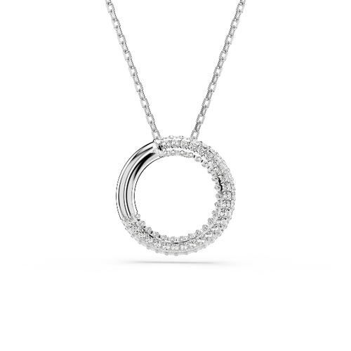 Подвеска, Паве, Белый, Родиевое покрытие Dextera Swarovski