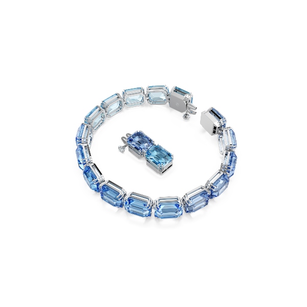 Браслет, Кристаллы огранки «октагон», Синий, Родиевое покрытие Millenia Swarovski 2