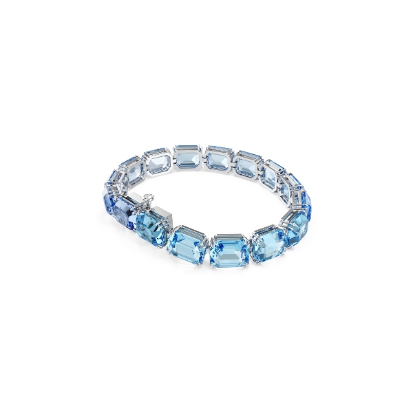 Браслет, Кристаллы огранки «октагон», Синий, Родиевое покрытие Millenia Swarovski 4