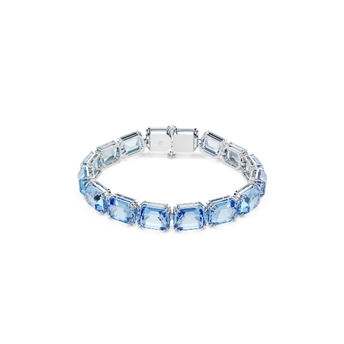 Браслет, Кристаллы огранки «октагон», Синий, Родиевое покрытие Millenia Swarovski