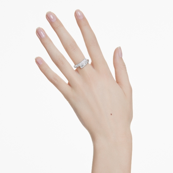 Кольцо, Белый, Родиевое покрытие Dextera Swarovski 5