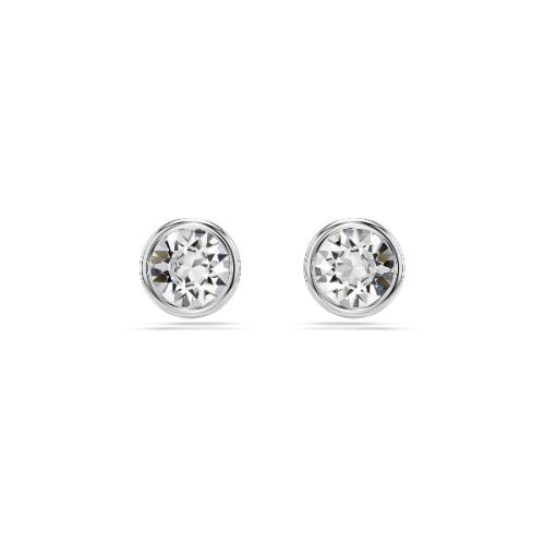 Пуссеты, Круглая огранка, Белые, Родиевое покрытие Imber Swarovski