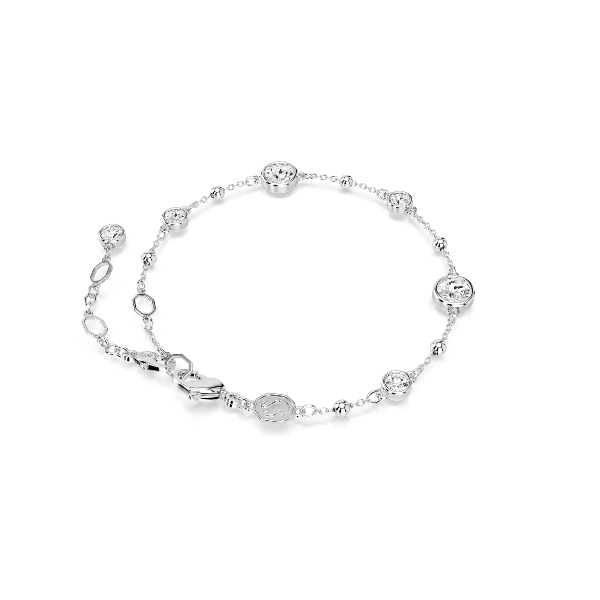 Браслет, Круглая огранка, Белый, Родиевое покрытие Imber Swarovski 4