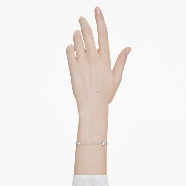 Браслет, Круглая огранка, Белый, Родиевое покрытие Imber Swarovski 5