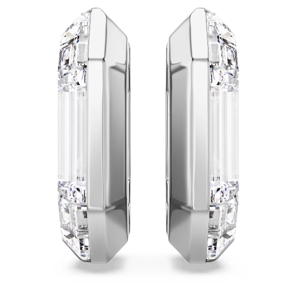 Серьги-кольца, Восьмиугольные, Белые Lucent Swarovski 2