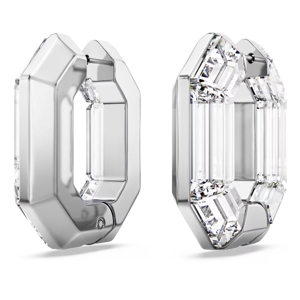 Серьги-кольца, Восьмиугольные, Белые Lucent Swarovski 3