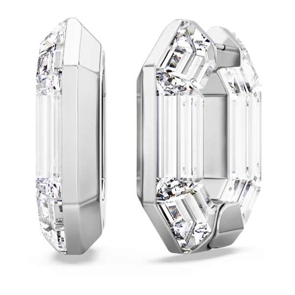 Серьги-кольца, Восьмиугольные, Белые Lucent Swarovski 4