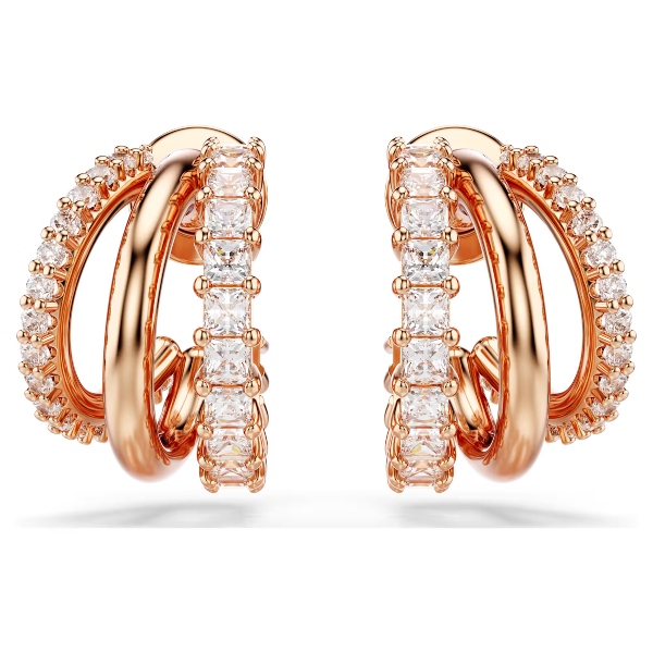 Серьги-кольца, Разные огранки, Белые, Покрытие оттенка розового золота Hyperbola Swarovski 2