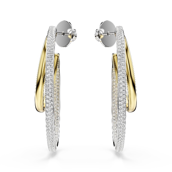 Серьги-кольца, Круглая огранка, Белые, Отделка из разных металлов Hyperbola Swarovski 2
