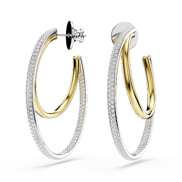 Серьги-кольца, Круглая огранка, Белые, Отделка из разных металлов Hyperbola Swarovski 3