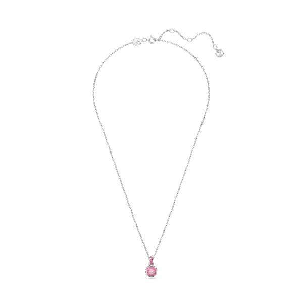 Kulons, Kvadrātveida griezuma kristāli, Oktobris, Roza, Rodija pārklājums Birthstone Swarovski 2