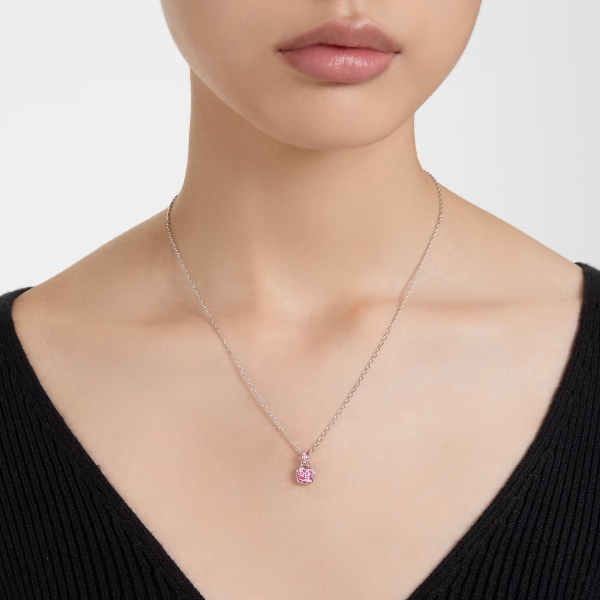 Kulons, Kvadrātveida griezuma kristāli, Oktobris, Roza, Rodija pārklājums Birthstone Swarovski 5