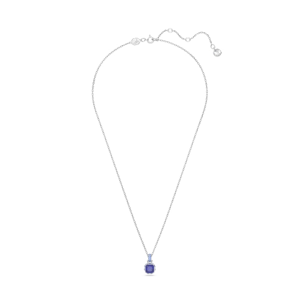 Kulons, Kvadrātveida griezuma kristāli, Septembris, Zils, Rodija pārklājums Birthstone Swarovski 2