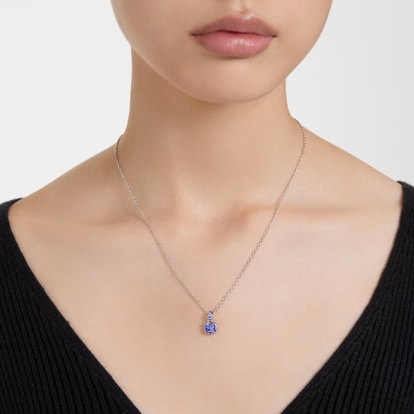 Kulons, Kvadrātveida griezuma kristāli, Septembris, Zils, Rodija pārklājums Birthstone Swarovski 5