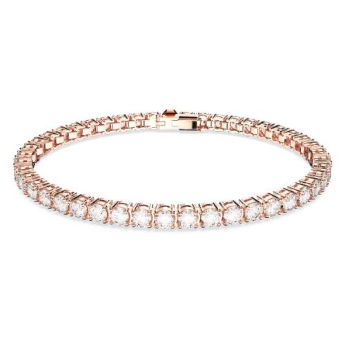 Браслет, Кристалл круглой огранки, Белые, Покрытие оттенка розового золота Matrix Swarovski