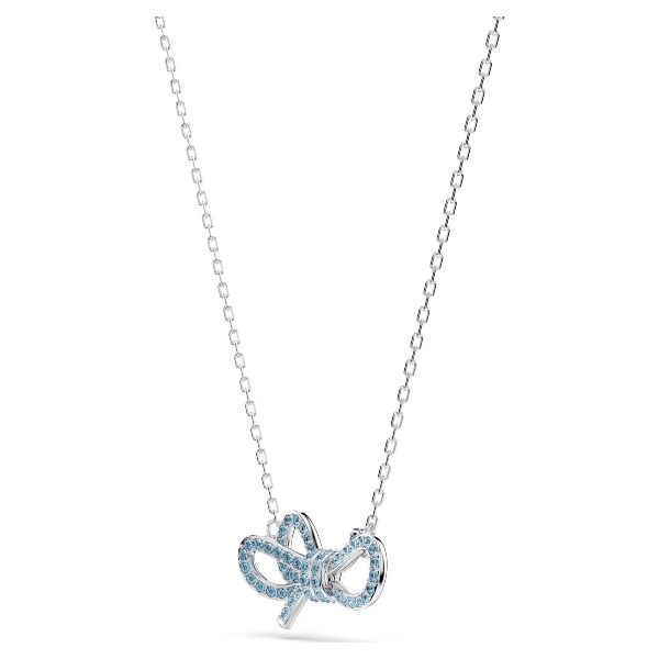 Комплект, Bow, Синий, Родиевое покрытие Swarovski 5