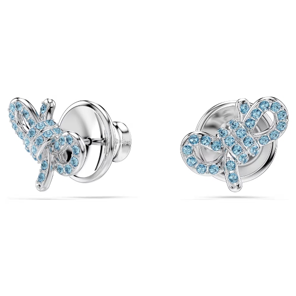Комплект, Bow, Синий, Родиевое покрытие Swarovski 6