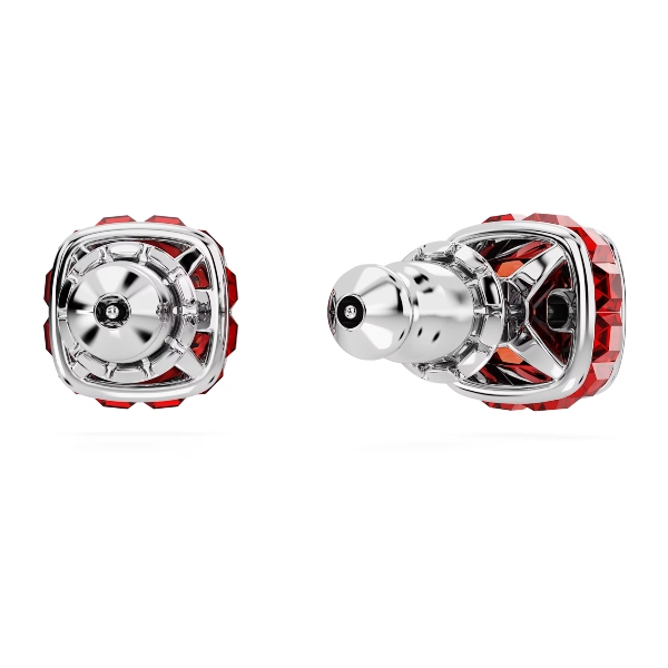 Пуссеты, Кристалл квадратной огранки, Июль, Красный, Родиевое покрытие Birthstone Swarovski 4