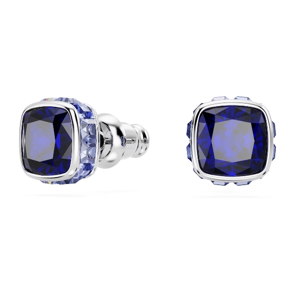 Пуссеты, Кристалл квадратной огранки, Сентябрь, Синий, Родиевое покрытие Birthstone Swarovski 2