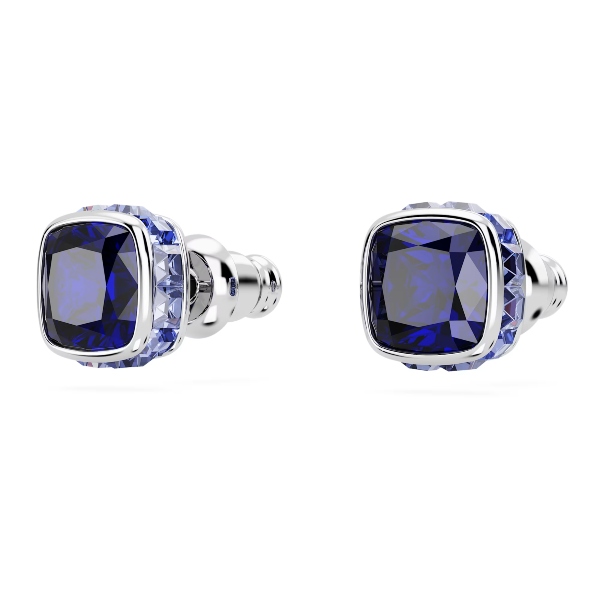 Пуссеты, Кристалл квадратной огранки, Сентябрь, Синий, Родиевое покрытие Birthstone Swarovski 3