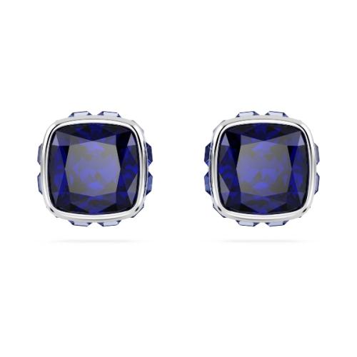 Пуссеты, Кристалл квадратной огранки, Сентябрь, Синий, Родиевое покрытие Birthstone Swarovski
