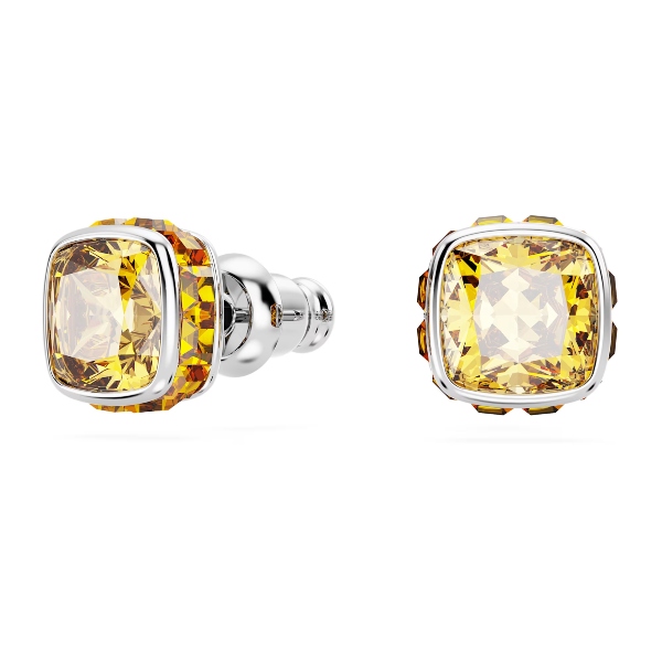 Пуссеты, Кристалл квадратной огранки, Ноябрь, Желтый, Родиевое покрытие Birthstone Swarovski 2