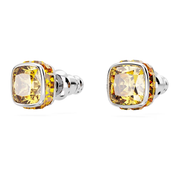 Пуссеты, Кристалл квадратной огранки, Ноябрь, Желтый, Родиевое покрытие Birthstone Swarovski 3