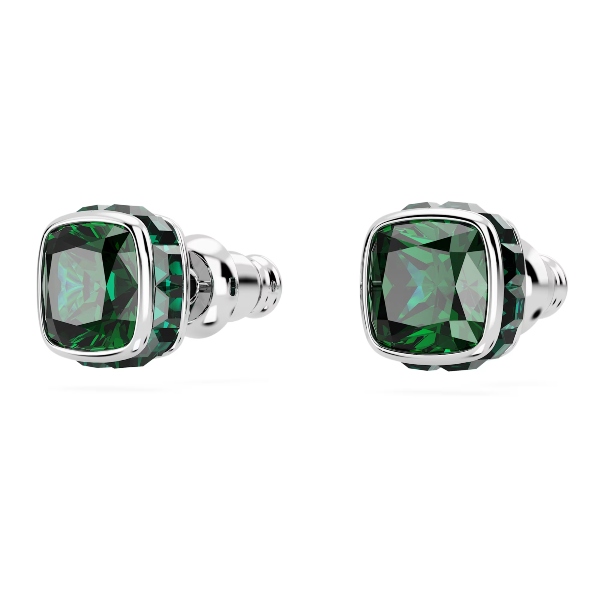 Пуссеты, Кристалл квадратной огранки, Май, Зеленый, Родиевое покрытие Birthstone Swarovski 3
