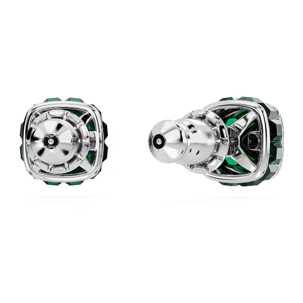 Пуссеты, Кристалл квадратной огранки, Май, Зеленый, Родиевое покрытие Birthstone Swarovski 4