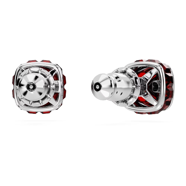 Пуссеты, Кристалл квадратной огранки, Январь, Красный, Родиевое покрытие Birthstone Swarovski 4