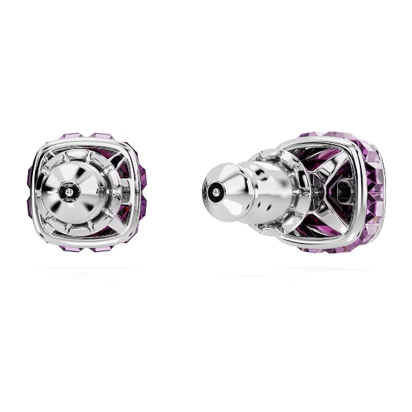 Пуссеты, Кристалл квадратной огранки, Февраль, Фиолетовый, Родиевое покрытие Birthstone Swarovski 4