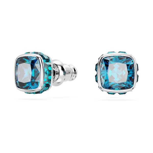 Пуссеты, Кристалл квадратной огранки, Декабрь, Синий, Родиевое покрытие Birthstone Swarovski 2