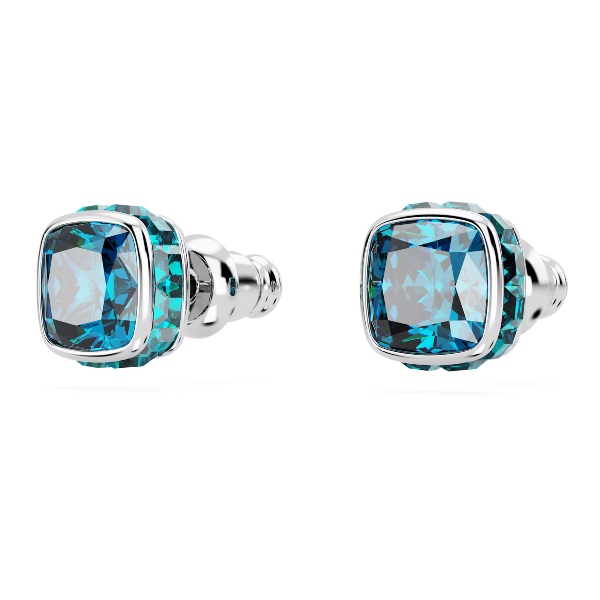 Пуссеты, Кристалл квадратной огранки, Декабрь, Синий, Родиевое покрытие Birthstone Swarovski 3