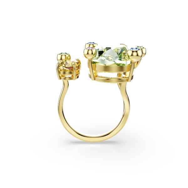 Atvērts gredzens, Dažādu griezumu, Daudzkrāsaini, Zelta toņa pārklājums Gema Swarovski 2
