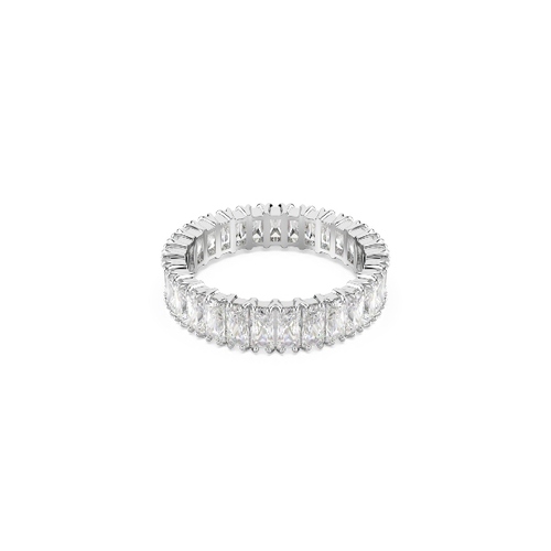 Ring, Baguette cut, White, Silver-tone finish Matrix Swarovski