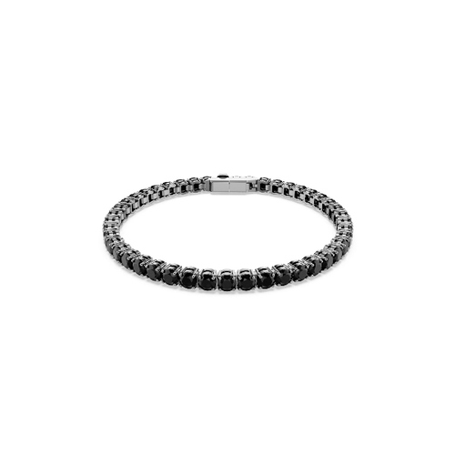 Bracelet, Round cut, Black, Ruthenium plated Matrix Tennis Swarovski