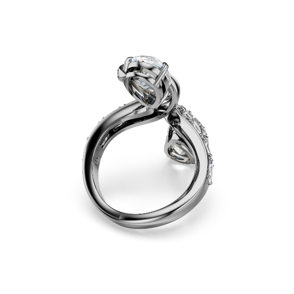Open ring, Feather, White, Ruthenium plated The Vienna Collection Swarovski 4