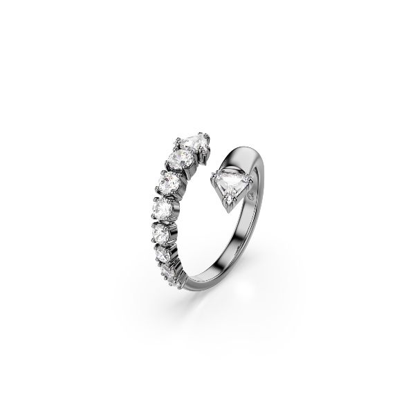 Open ring, Mixed cuts, White, Ruthenium plated Sublima Swarovski 2