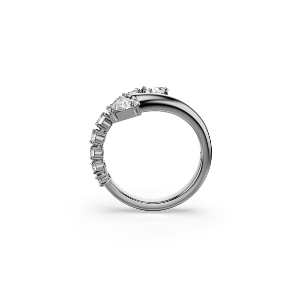 Open ring, Mixed cuts, White, Ruthenium plated Sublima Swarovski 3