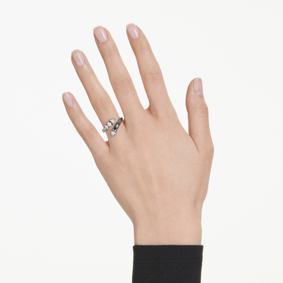 Open ring, Mixed cuts, White, Ruthenium plated Sublima Swarovski 5