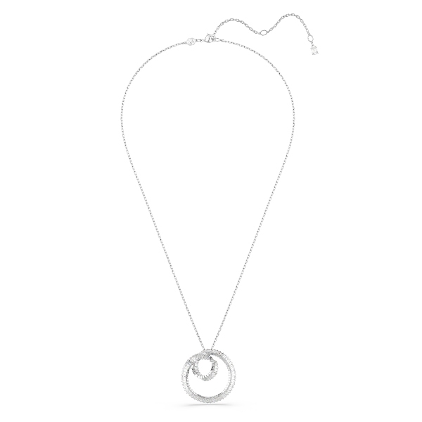 Pendant, Baguette cut, White, Rhodium plated Matrix Swarovski 2