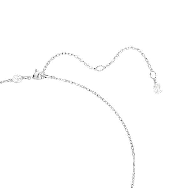 Pendant, Baguette cut, White, Rhodium plated Matrix Swarovski 4