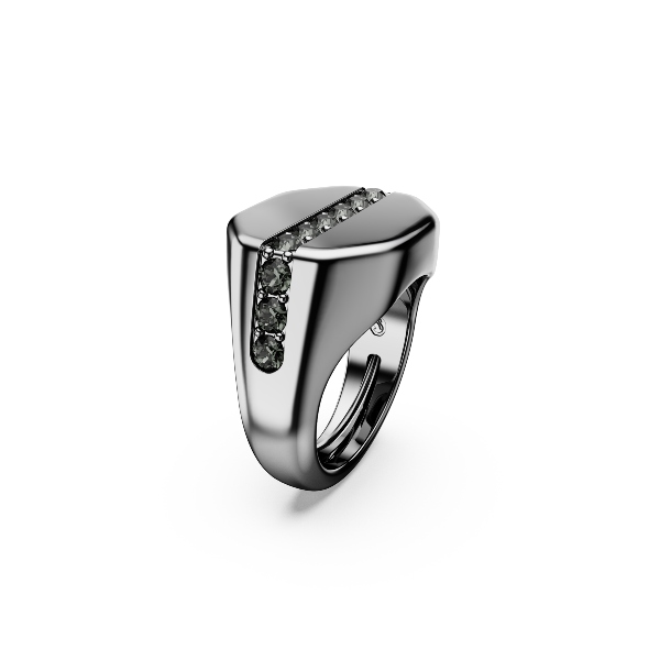 Кольцо, Черный, Рутениевое покрытие Dextera Swarovski 2
