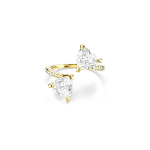 Кольцо с мотивом, Сердце, Белый, Покрытие оттенка золота Mesmera Swarovski