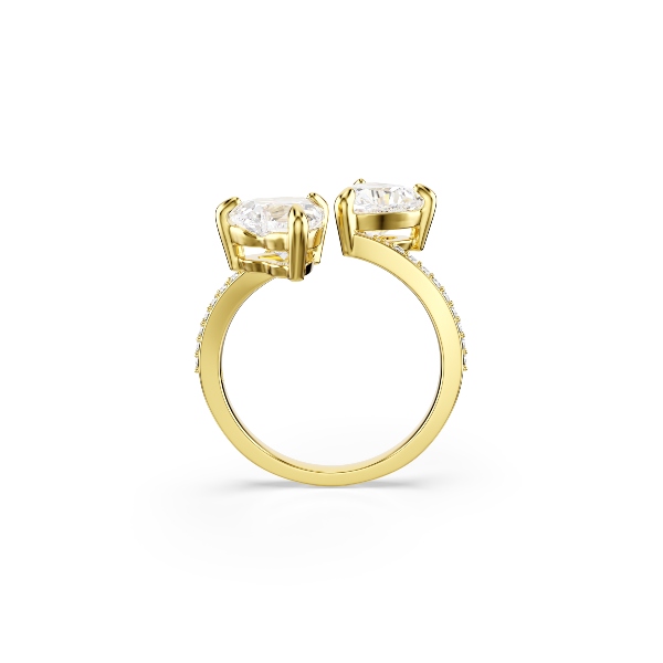 Motif ring, Heart, White, Gold-tone plated Mesmera Swarovski 3
